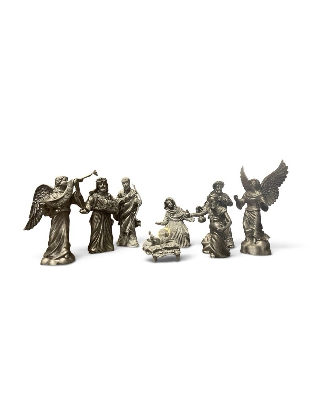 Vintage Lenox Kirk Stieff Pewter Nativity Set Lot of 6 Boxed Pieces Complete